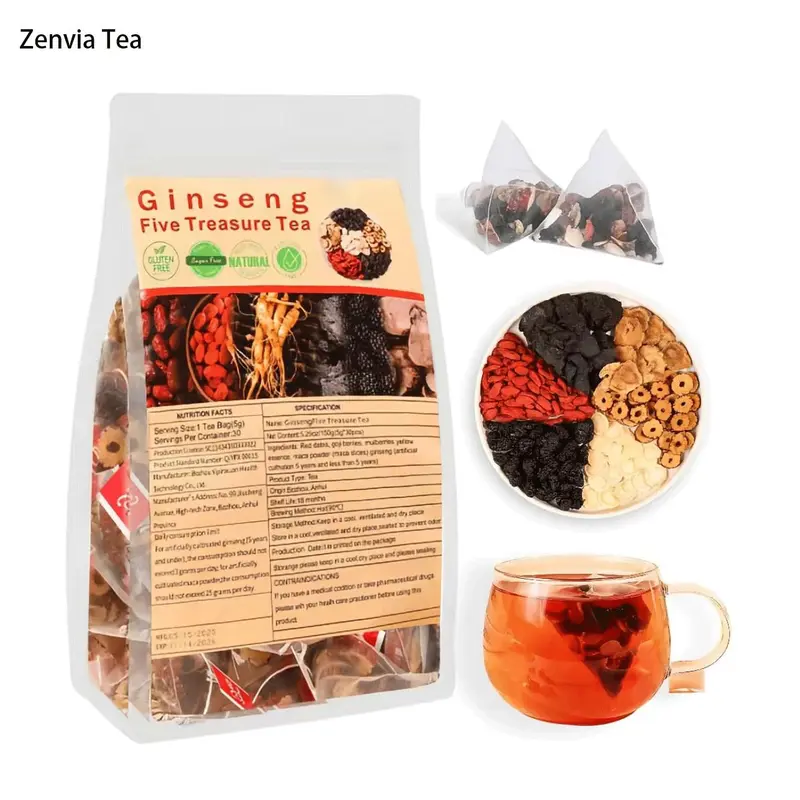120 Cups Herbiary Kidney Tea Formula-Organic Ginseng Five Treasure Tea ...