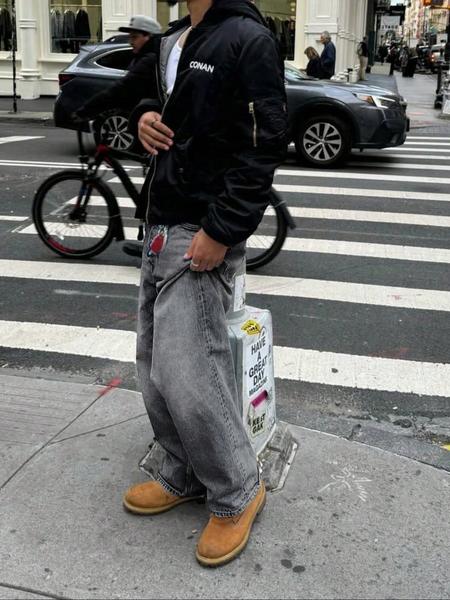 Men's Loose-Fit Denim Jeans, Fashionable Street Style Hip-Hop Washed Jean Pants, Comfortable All-Season Wear, Trendy American Design