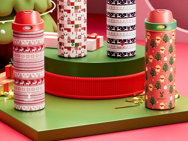 MEOKY 24/32/40oz Insulated Water Bottle, Hot Water Mug,2-in-1 Straw & Spout Lid, Leak-Proof, Non-Slip Base, BPA-Free,Perfect Gift for Travel, School, Office