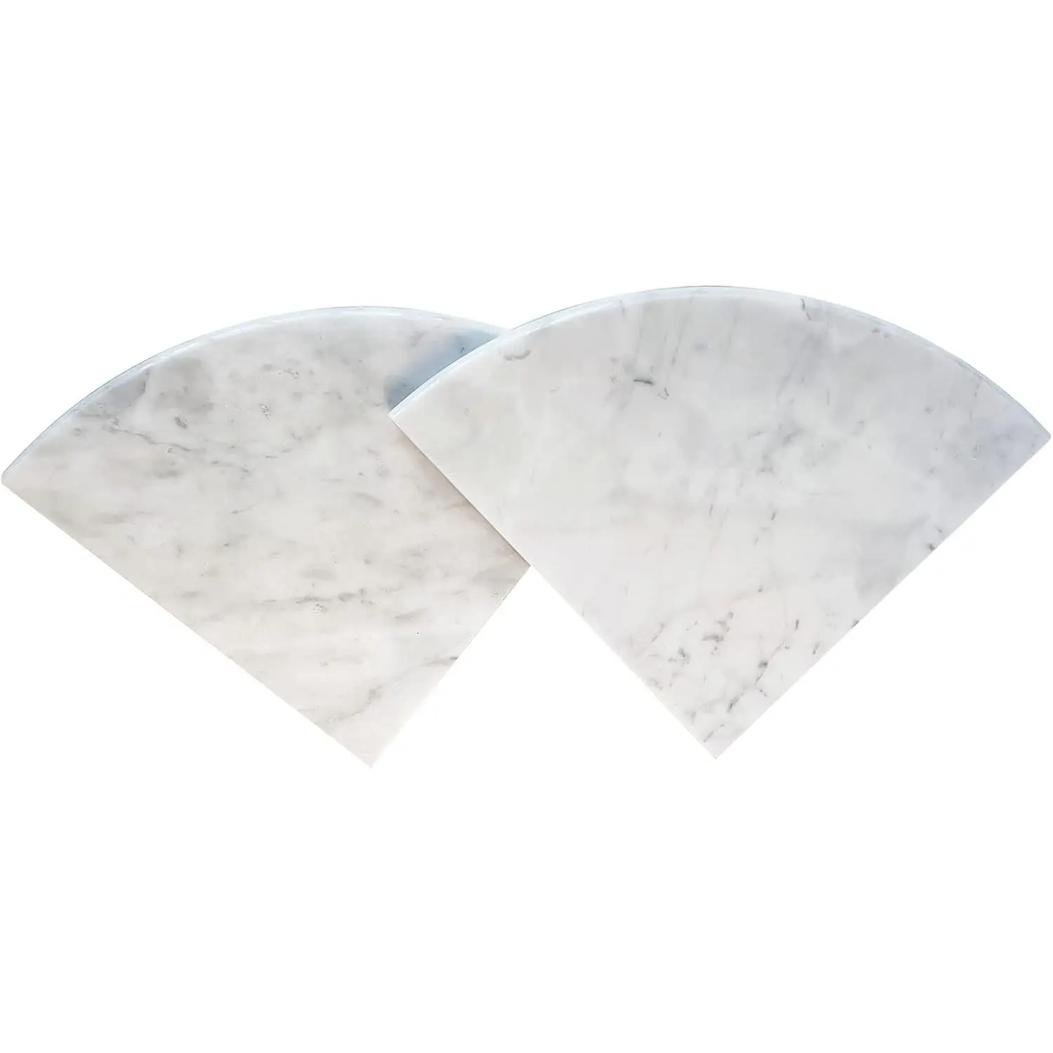 2 pcs Marble Shower Corner Shelf for Bathroom, 9 Inch x 9Inch Gray Veins and Soft White Marble Corner Shelves for Bath Wall Mounted Both Side Polished