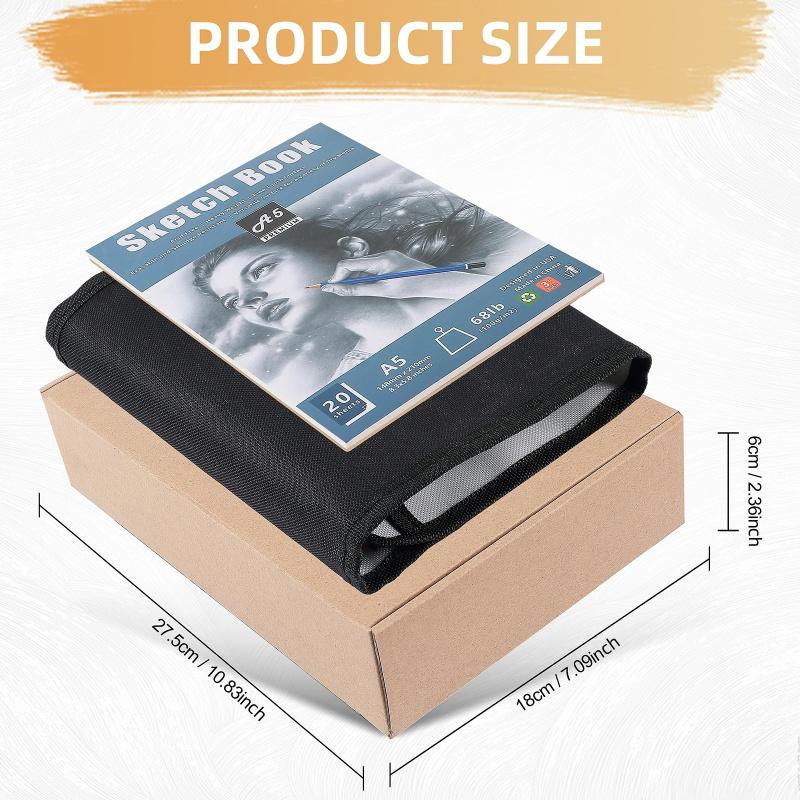 60Pcs Sketching Pencil Set with A5 Sketchbook, Includes Graphite & Charcoal Pencils, Blending Stumps, Erasers, and More - Professional Art Supplies for Adults, Ideal for Sketching & Shading, Art Drawing Supplies