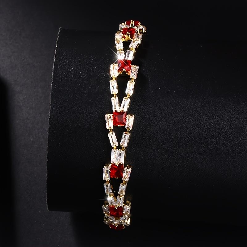 Luxury 2-Row Square Geometric Tennis Bracelet with 3A CZ for Women