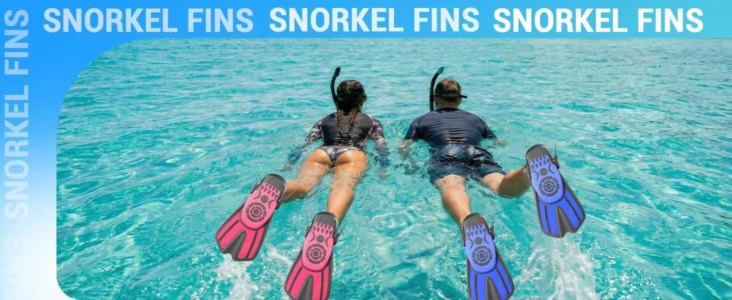 Diving fins Snorkeling Gear for Adults Snorkel fins ，Swim fins Open, Adjustable, Men, Women, Children, Swim Flippers