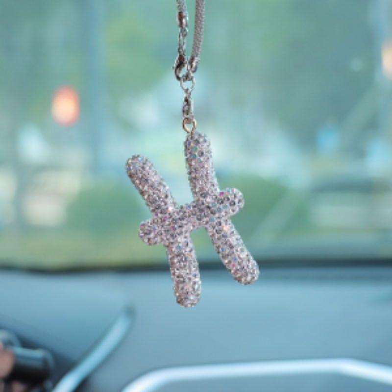 Blingbling Zodiac Car Mirror Charm, Unique Personality Rearview Mirror Pendant, Elegant Girls' Car Accessory, Stylish Dashboard Decoration