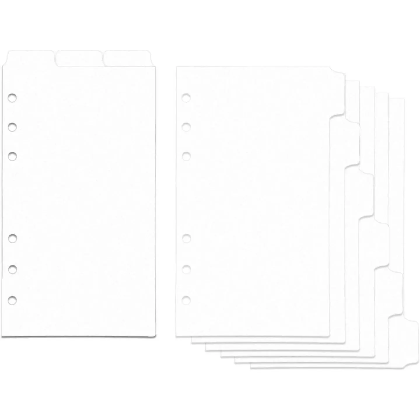 2 Set A6 Binder Dividers White Plastic Index Divider Blank Side 6 Tabs Top 3 Tabs Planner Insets 9 Sheets Refillable Page Protectors for 6 Ring Binder Notebook