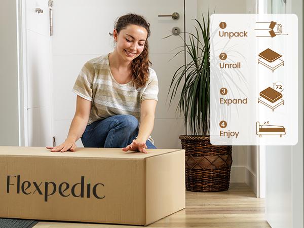 FlexPedic 10-14'' Hybrid Mattress, Twin Full Queen King Bed, Gel Memory Foam & Pocket Springs for Pressure Relief, Cozy Rest Bedroom