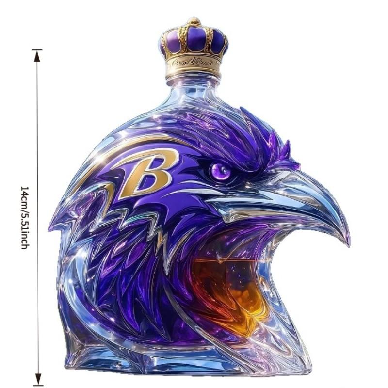 Colorful Animal Whiskey Decanter, Raven Design Glass Bottle, Trending Decorative Drinkware, Unique Gift Idea, Perfect for Home Bar