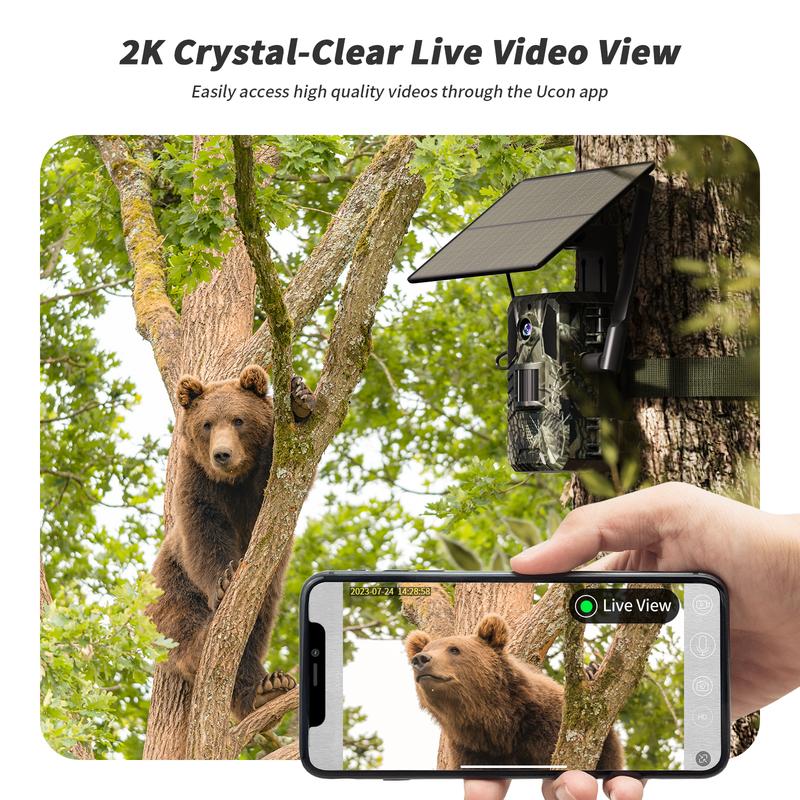 3rd Gen 4G LTE Cellular Trail Camera-2K Live Video,WiFi Not Supported, Remote APP Controlled, WaterProof, Motion Activated, Night Vision, 4G Data Cellular Card Included (Data refill is required for Unlimited 4G data usage)