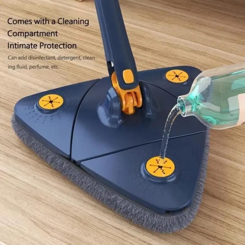 Triangle Mop Set, Triangle Mop Heads, 360 Degree Rotating Adjustable Cleaning Mop, Suitable for Bathtub Tile Floor Wall Glass Cleaning, Home Use