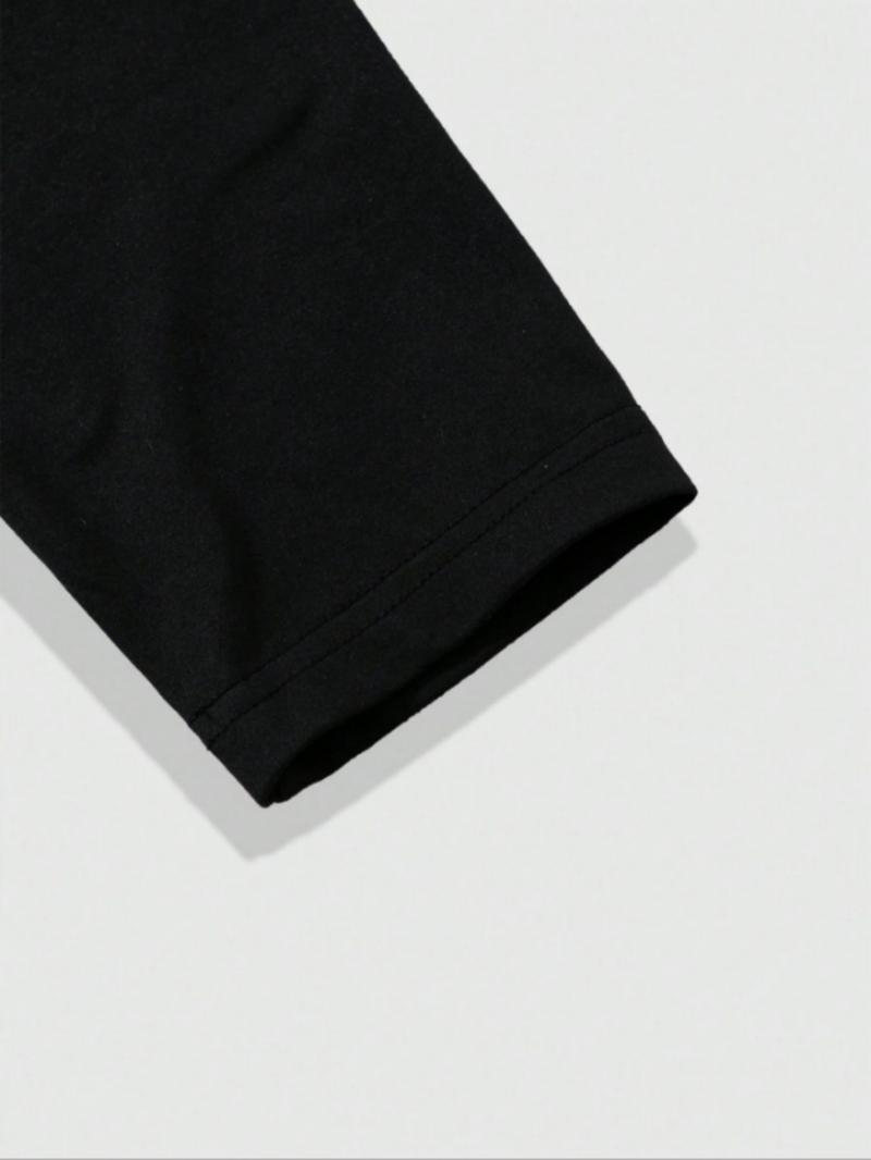 Men's High Neck Warm Long Sleeve T-Shirt + Faux Two-Piece Pants Set, Casual Fashion, Fall & Winter Wear, Comfortable and Stylish