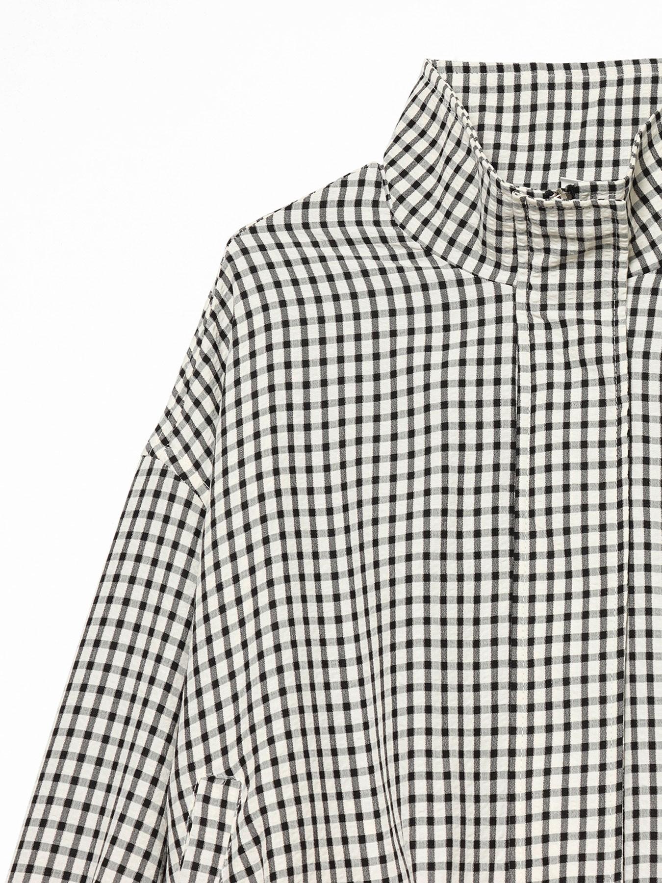 Women's Plaid Cropped Oversized Casual Long Sleeve Bomber Jacket, Streetwear, Loose Lightweight Outerwear for Spring and Autumn