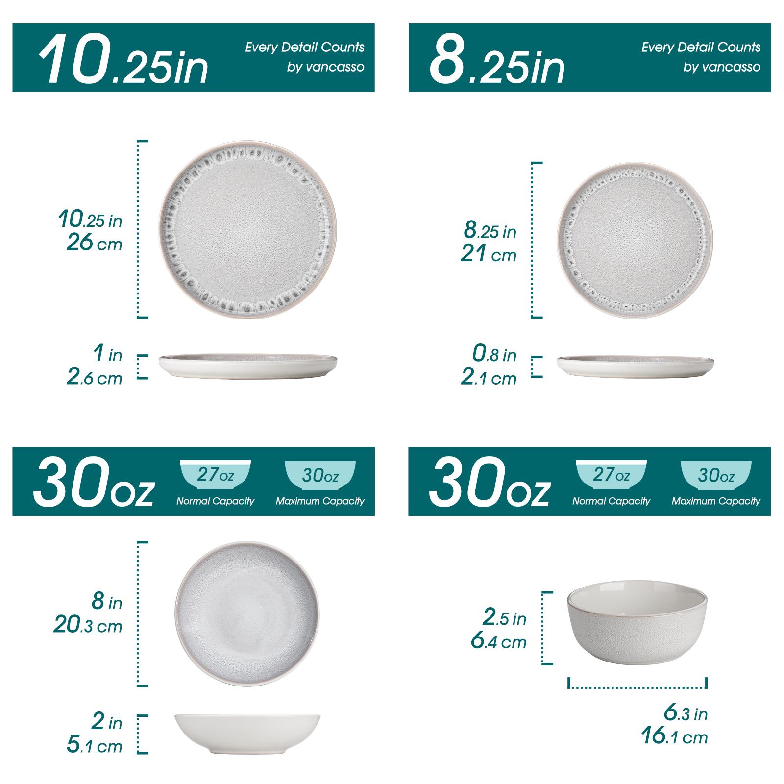 vancasso Stoneware Dinnerware Set – 16/18/24-Piece Plates and Bowls Set for 4/6, Reactive Glaze Mediterranean Style Crockery, Chip-Resistant, Dishwasher & Microwave Safe vancasso Stoneware Dinnerware Set – 16/18/24-Piece Plates and Bowls Set for 4/6, Reactive Glaze Mediterranean Style Crockery, Chip-Resistant, Dishwasher & Microwave Safe
