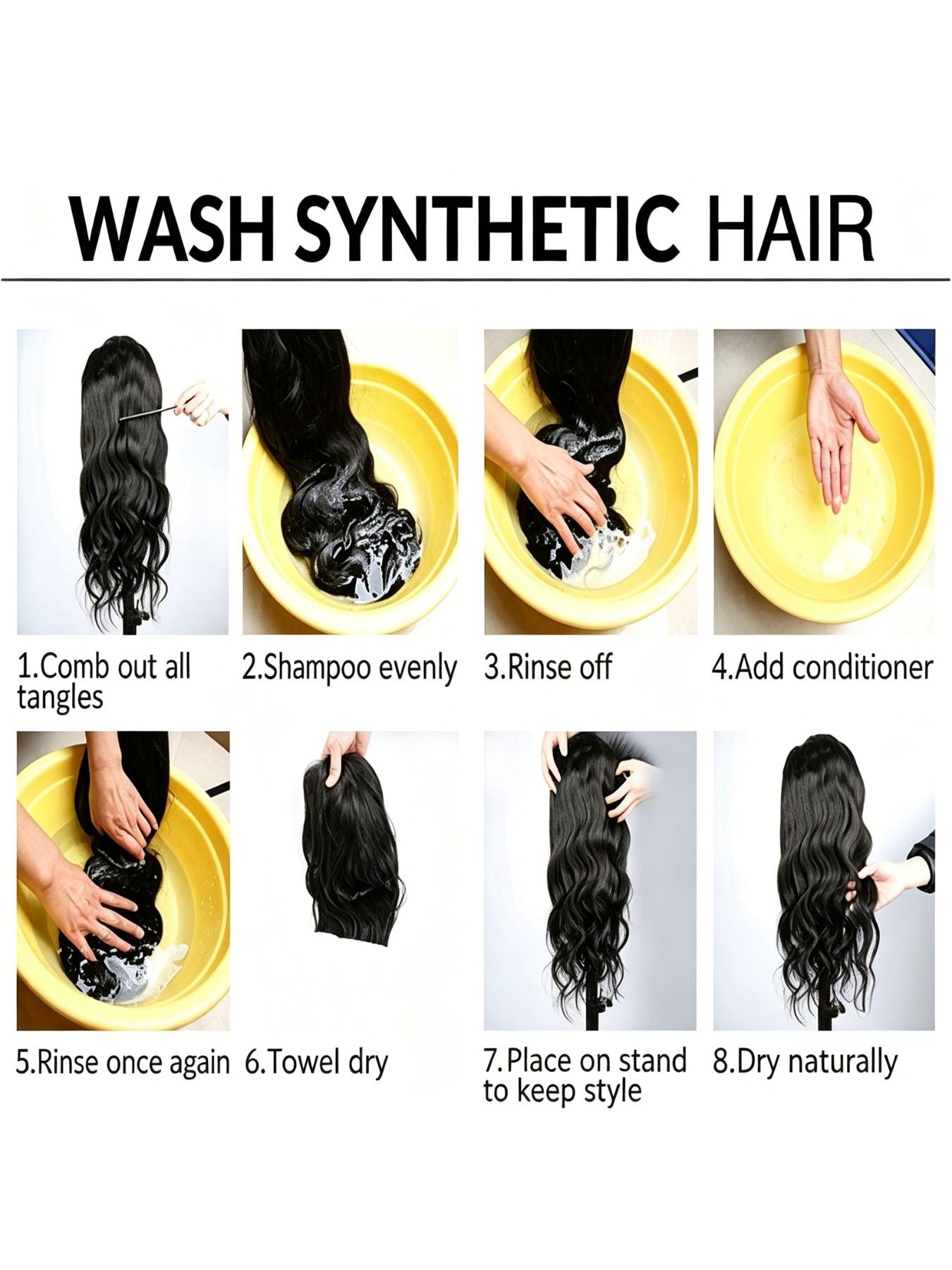 20"/22"/24"/26" 7-piece Yaki clip-in synthetic straight hair extensions with 16 clips, suitable for Black women, seamless volume-adding hair pieces, natural black