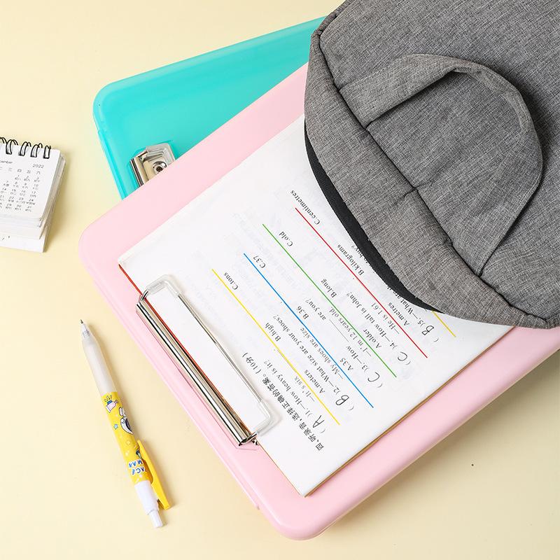 Multi-functional A4 Clipboard Folder Vertical Test Paper Storage with Pen Slot for Primary School Students File Organizer Stationery Box