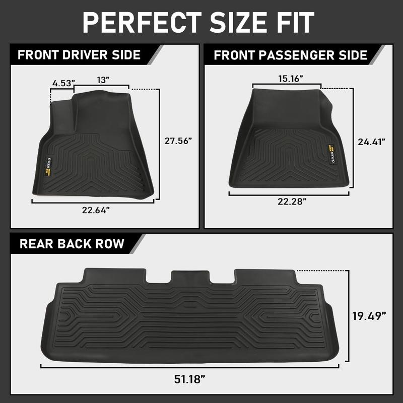 G-PLUS Fit For Tesla Model 3 &  Model Y 2017-2025 All-Weather Rubber Liners Floor Mats,New Waterproof Heavy Duty Car Mats,3 Piece Trim to Fit Floor Mats Fit for Model 3,Model Y,Model S