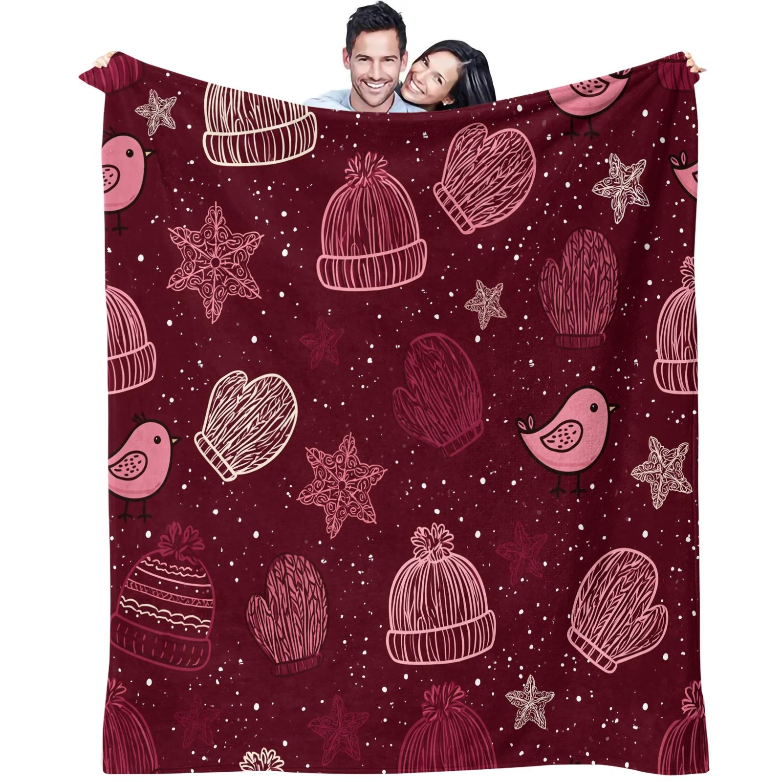 1PC Christmas Tree Star Printed Super Soft Milk Fleece & Flannel Throw Blanket, 300GSM Anti-Static All-Season Blanket, Ideal for Air-conditioned Room, Lightweight Warm Throw for Bed Sofa Couch Office Travel Camping Home Decor, Machine Washable Non-F