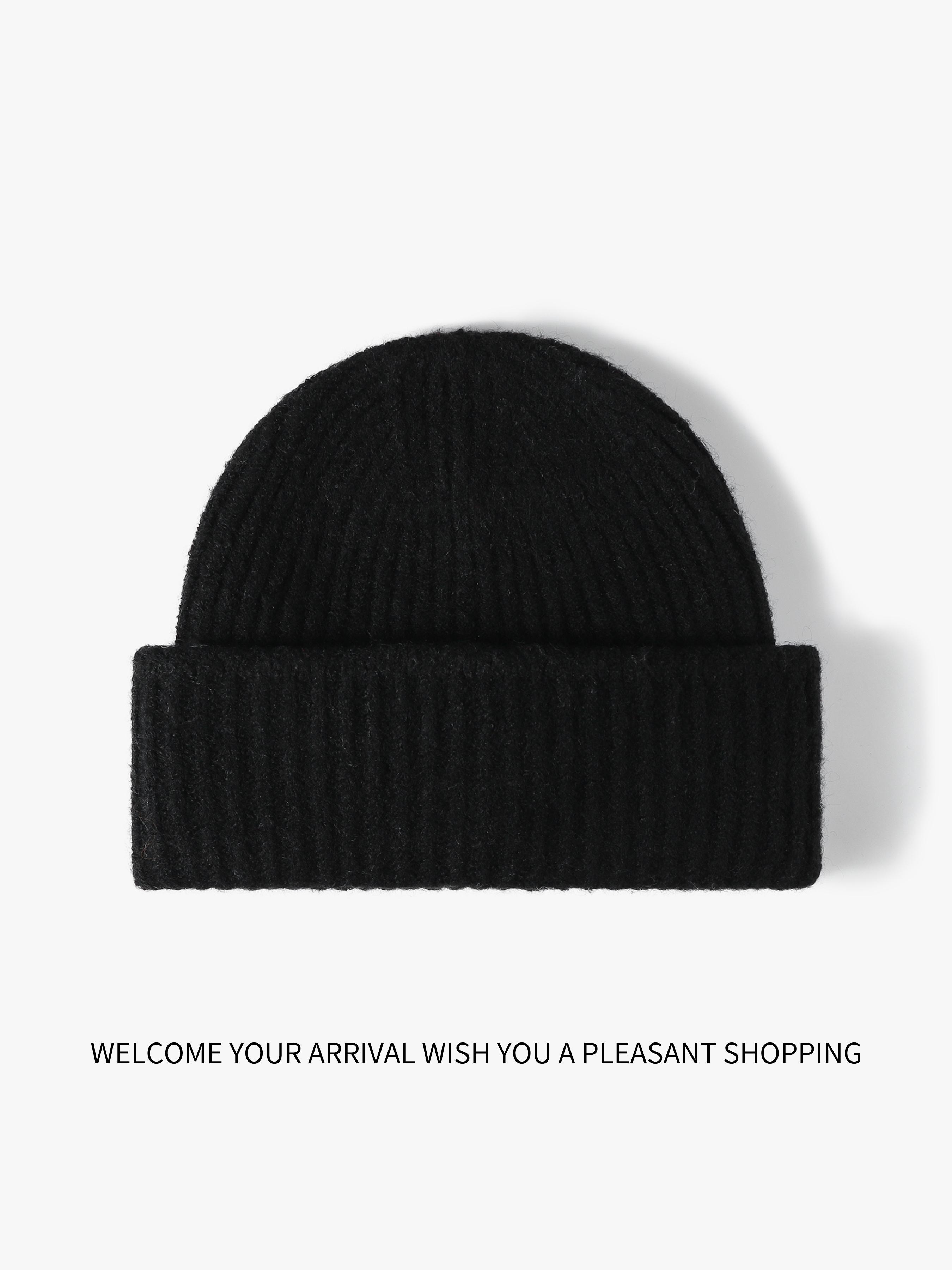 Women's Knitted Wool Hat, Simple Solid Color Design, Warm Windproof Function, Knit Material, Daily Wear, Autumn Winter Fashion, Knitting Beanie