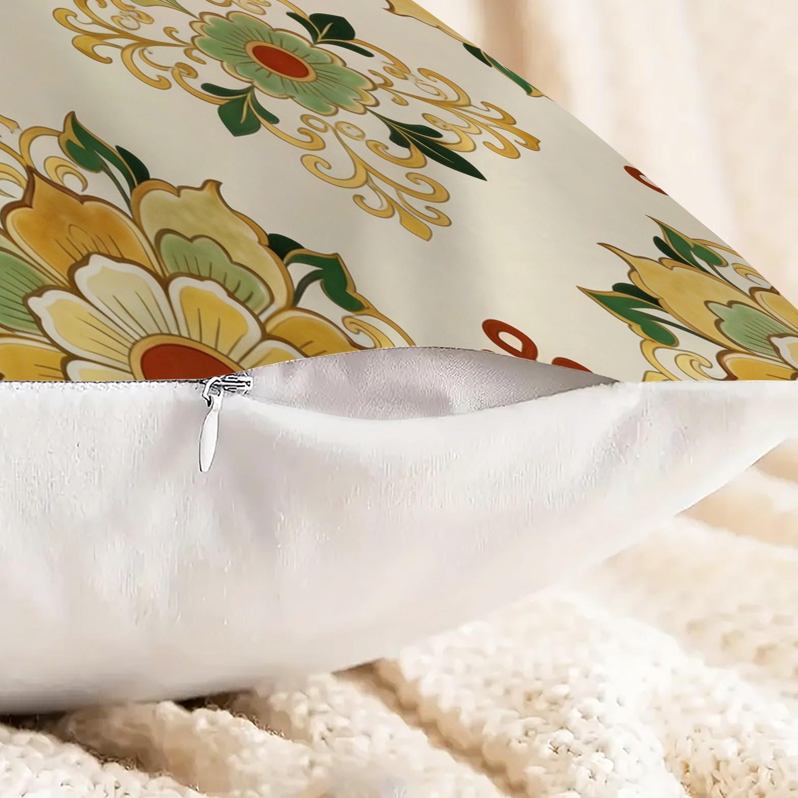 1 Piece Watercolor Landscape Checkered Throw Pillow, HD Digital Printed Cushion, Soft Cozy Accent Pillow for Sofa, Chair and Bedroom Decor with Invisible Zipper, Non-Fading