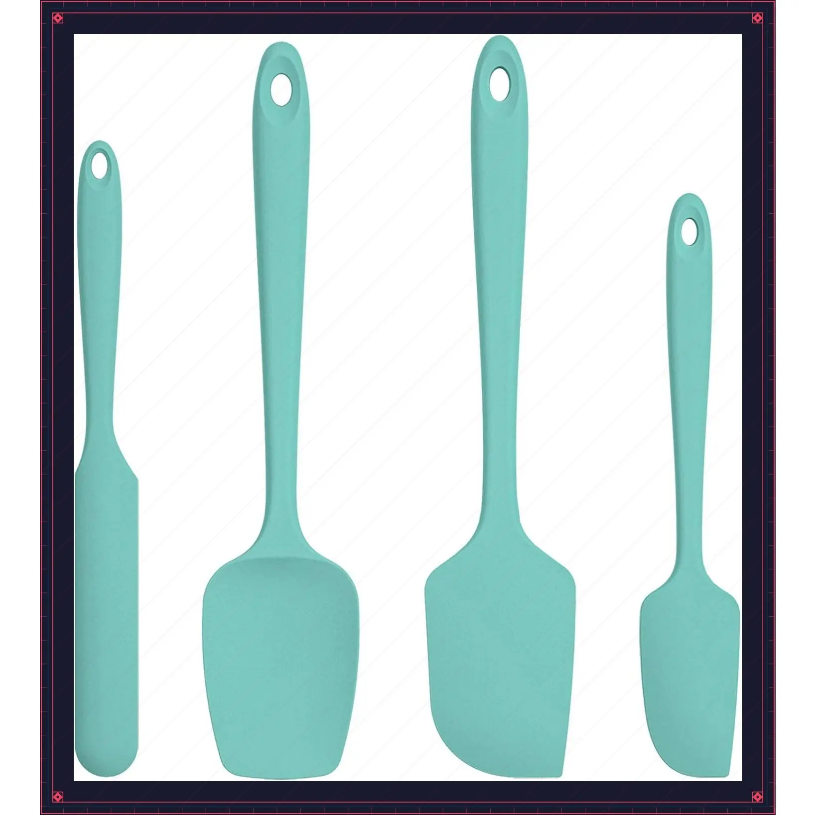 Heat-Resistant Silicone Spatula Set – 600°F Food-Grade Seamless Rubber Scrapers, Flexible Kitchen Cooking Utensils, Dishwasher Safe Baking Supplies (Teal/Aqua Sky)Gift