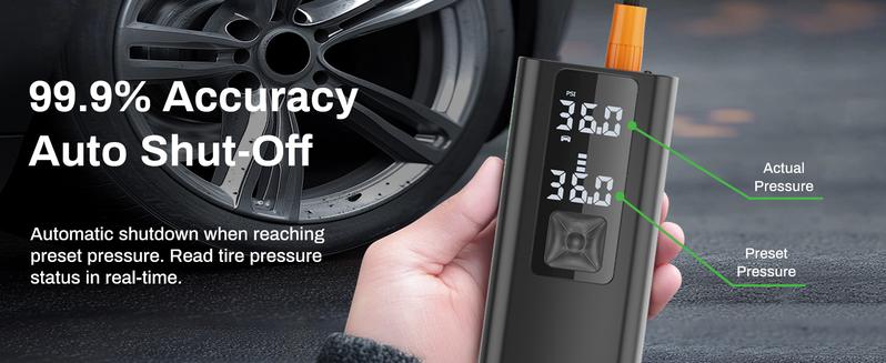 Tire Inflator Portable Air Compressor, AMPBANK AT003 Auto Air Pump for Car Tires, Tire Inflator 150PSI with 6000mAh Battery, Pressure Gauge & LED Screen, Air Compressor for Car, Motorcycle, Bike, Ball