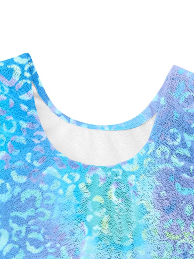 Girls' Sleeveless Print Gymnastics Leotard, Comfortable Soft Breathable Dance Training Bodysuit, All Seasons Performance