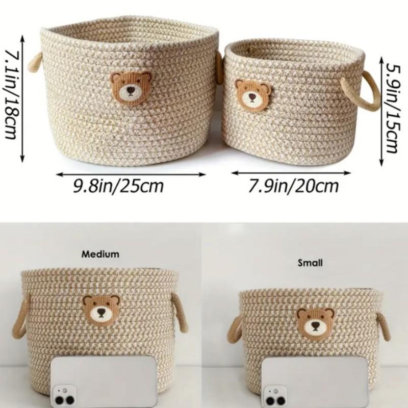 1pcs Bedside Storage Bucket, Snack Organizer Box, Simple Makeup Basket, Eco-Friendly Handmade Woven Storage Tray, Furniture Junk Bin, Bedroom Storage, Fabric Basket
