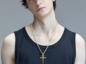 MEIDERBO  S925 sterling Silver Triple Cross Necklace  Pendant Jewelry Men's Gift Cuban Link Chain,Autumn New Arrivals,Graduation season gifts, birthday gifts,Jesus Faith Necklace