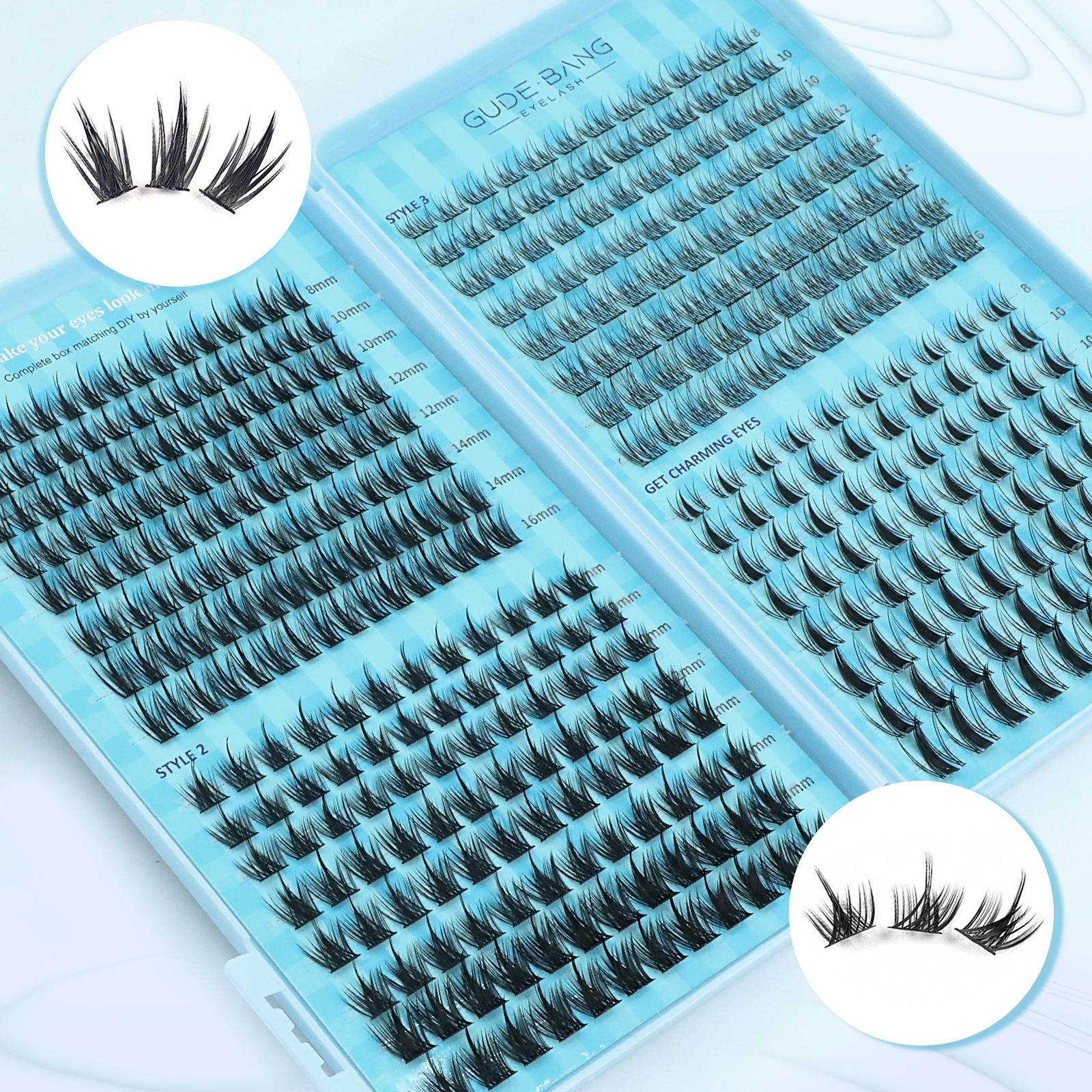 400pcs Fairy False Lashes Kit, Includes Glue, Tweezers, Remover & Natural Fluffy Clusters, Perfect for Beginners, Daily Wear, Ideal Holiday Gift, Eyelash Set