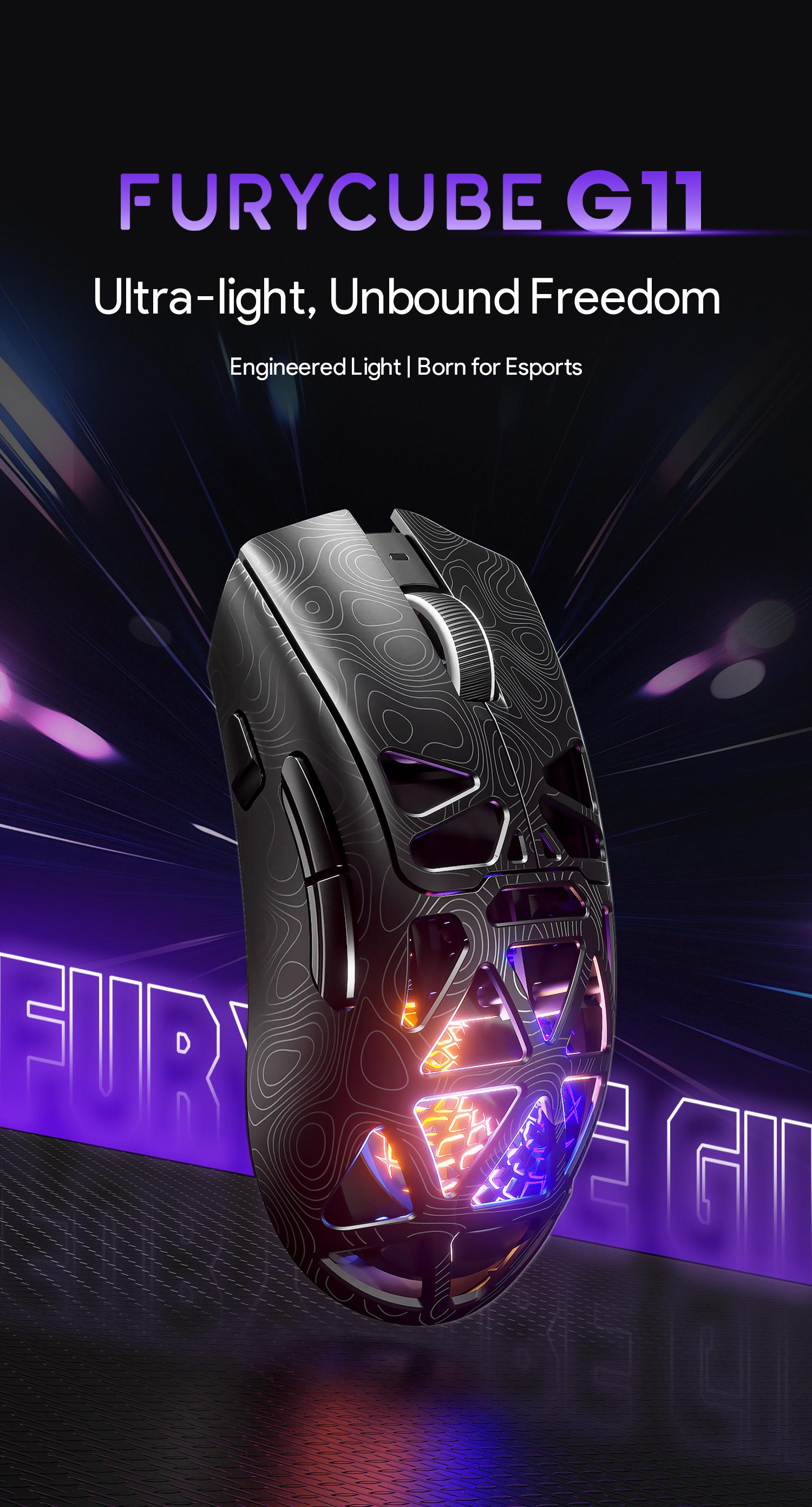 FURYCUBE G11 Tri-Mode Gaming Mouse 2.4G Bluetooth Wired Rechargeable RGB Lighting Optical Sensor for Gaming & Office Accessories