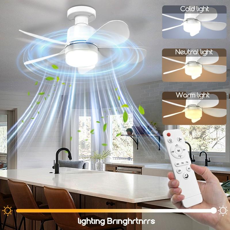 16 Inch LED Ceiling Fan Light with Remote Control, Led Lighting Fan, 30w Socket Fan 2000 Lumens, 3 Speeds 3 Colors 3000-6000k, Ideal for Bedroom Living Room Kitchen Garage