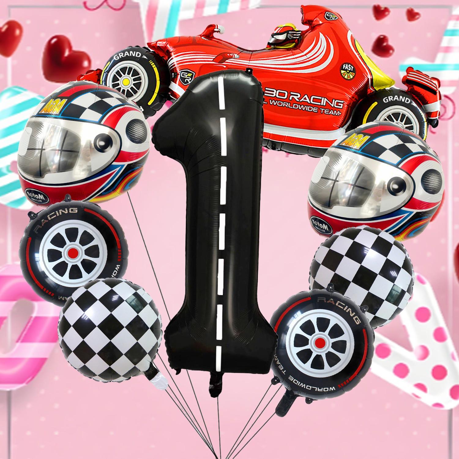 Race Car Theme Foil Balloons, Multi Shape Mixed Color Set, Sports Events, Championship Celebrations, Festival & Party Decor