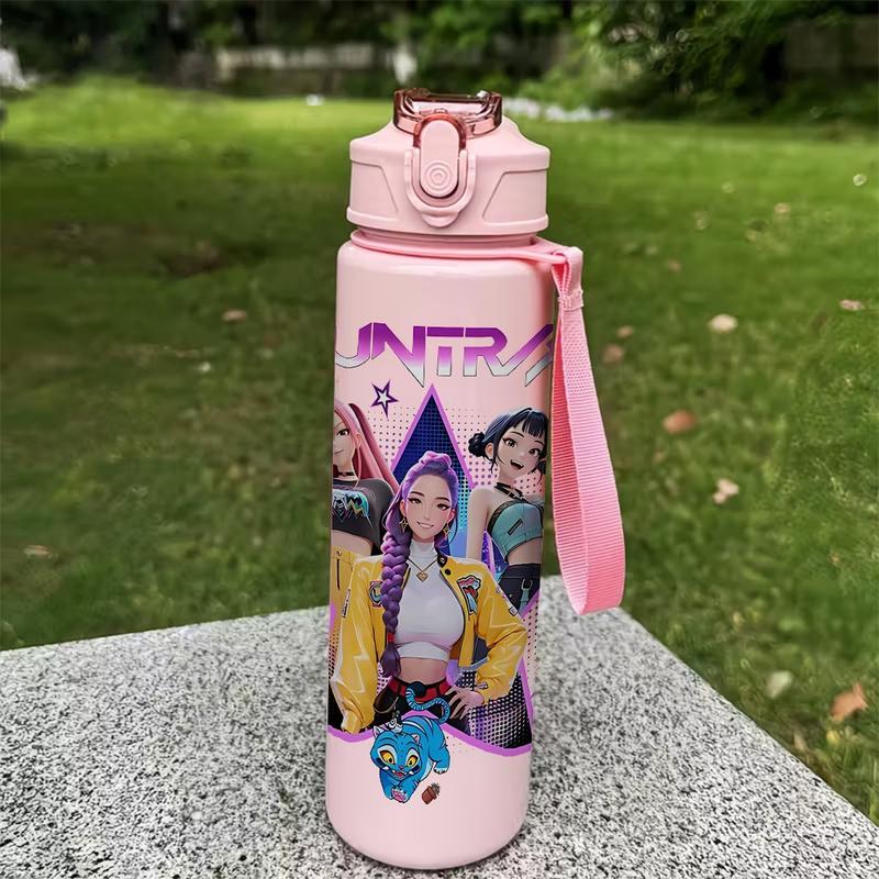 1pc Large 25oz/750ml Leakproof Water Bottle with Dark Anime Manga Design - Leakproof Lid, Durable Plastic Cup for Gym, Travel, for home, Birthday Gifts