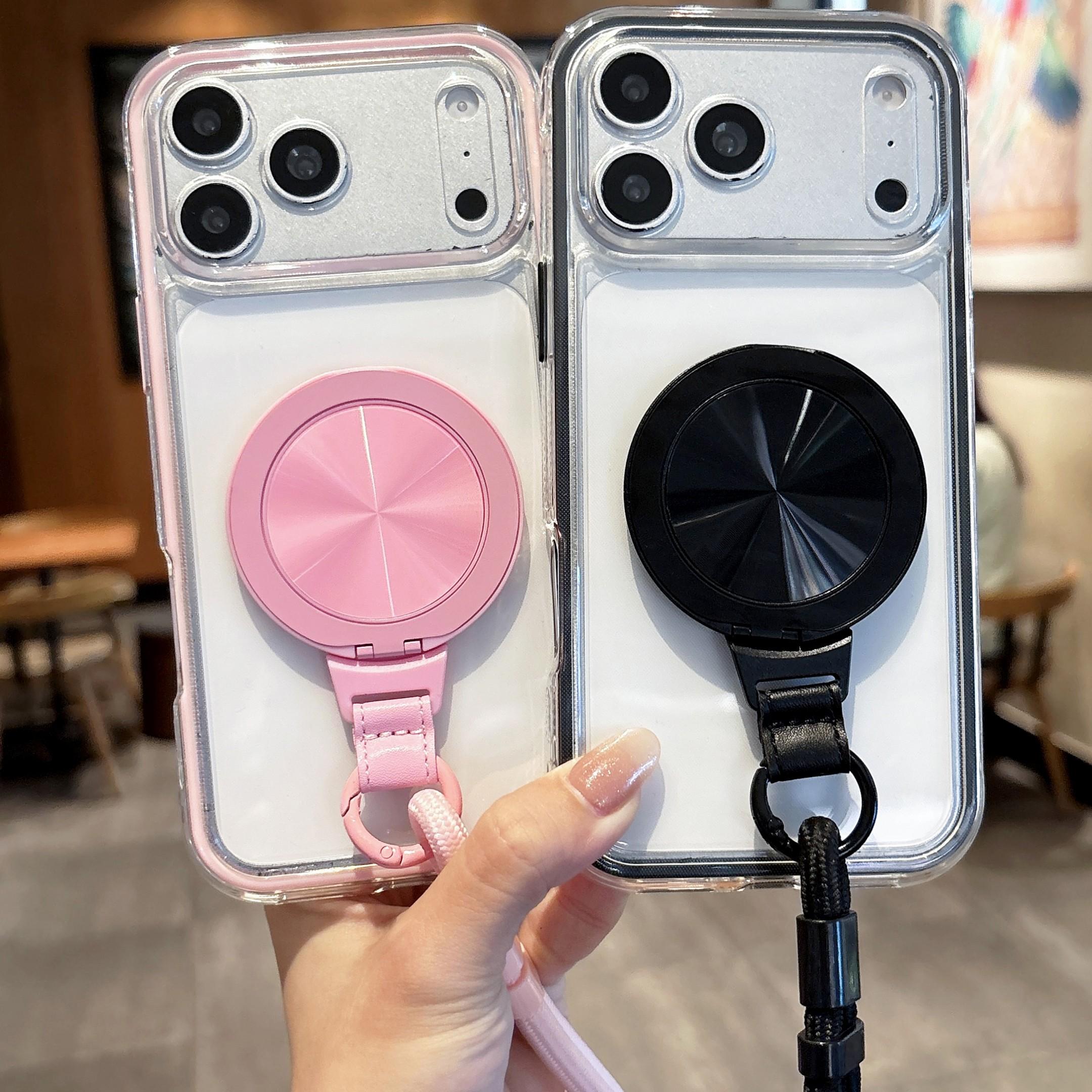 High-Quality Transparent Phone Case with Stand and Lanyard, Tpu Material, Shockproof, Compatible with iPhone 17 Pro Max to 11 Pro Max