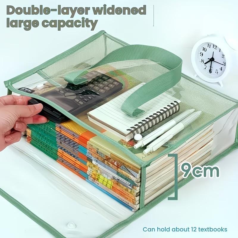 Large Capacity Clear PP Document Bag - Multi-Compartment Design, Fits Tablet, A4 Paper & Stationery - Durable Portable File Organizer with Visible Content Design, Storage Bag