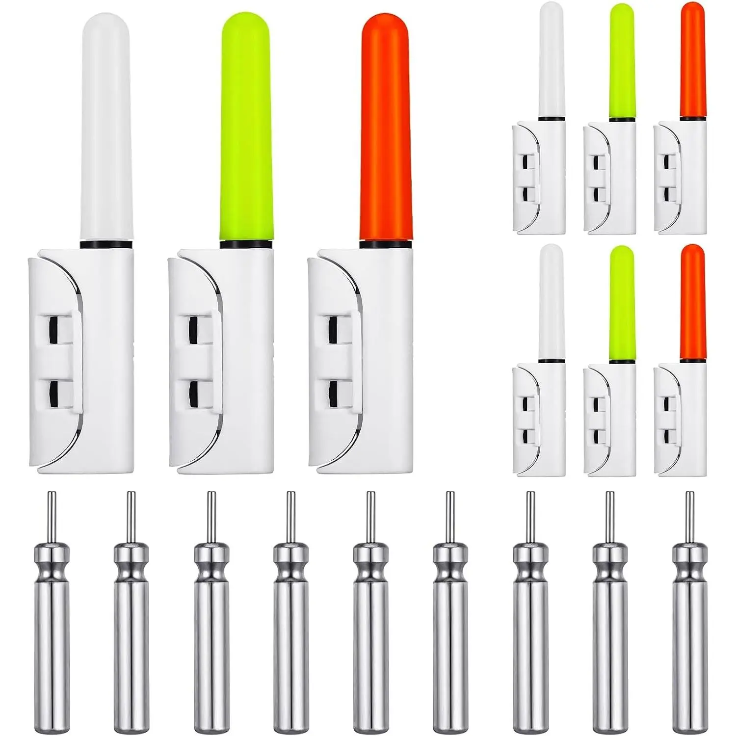 9 Pcs 2.5 Inch Waterproof LED Fishing Glow Sticks Night Fish Strike Bite Alarm Luminous Light for Fishing Rod Pole
