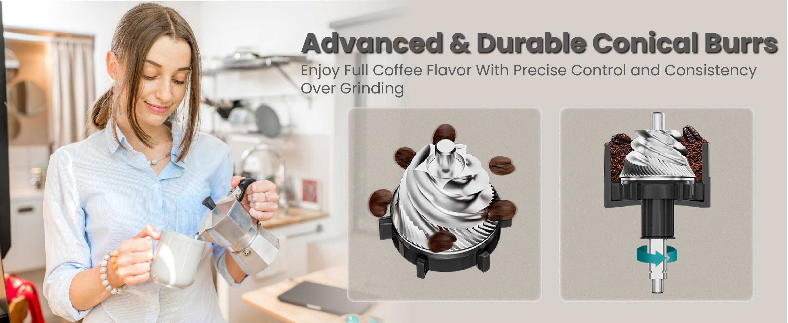 【Springtok】Gevi Electric Coffee Grinder | 35 Grind Settings | Conical Burr for Espresso, Drip, French Press & More | Anti-Static Design, White 【Springtok】Gevi Electric Coffee Grinder | 35 Grind Settings | Conical Burr for Espresso, Drip, French Press & More | Anti-Static Design, White