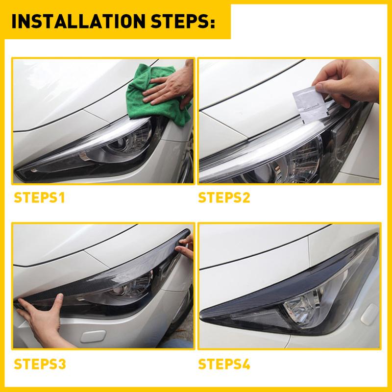 AUXITO For Infiniti Q50 14-21 High Quality Gloosy Black Headlight Eyelid Eyebrow Cover