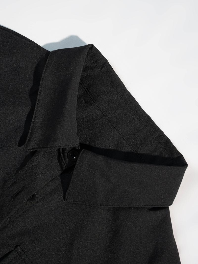 Women's Plain Button Front Pocket Split Shirt, Casual Long Sleeve Collared Blouse Top for Daily Wear, Ladies Clothes for All Seasons