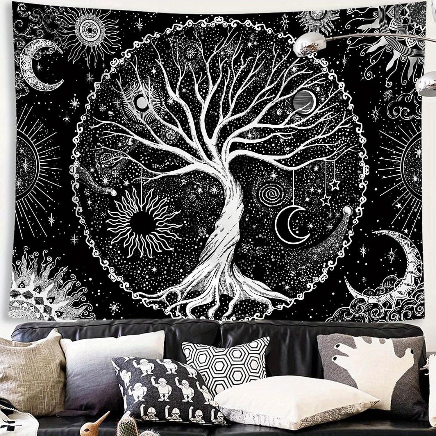 1Pc tree of life tapestry black and white tapestry bedroom spiritual aesthetics tree tapestry aesthetics tapestry aesthetics tapestry wall hanging bedroom black
