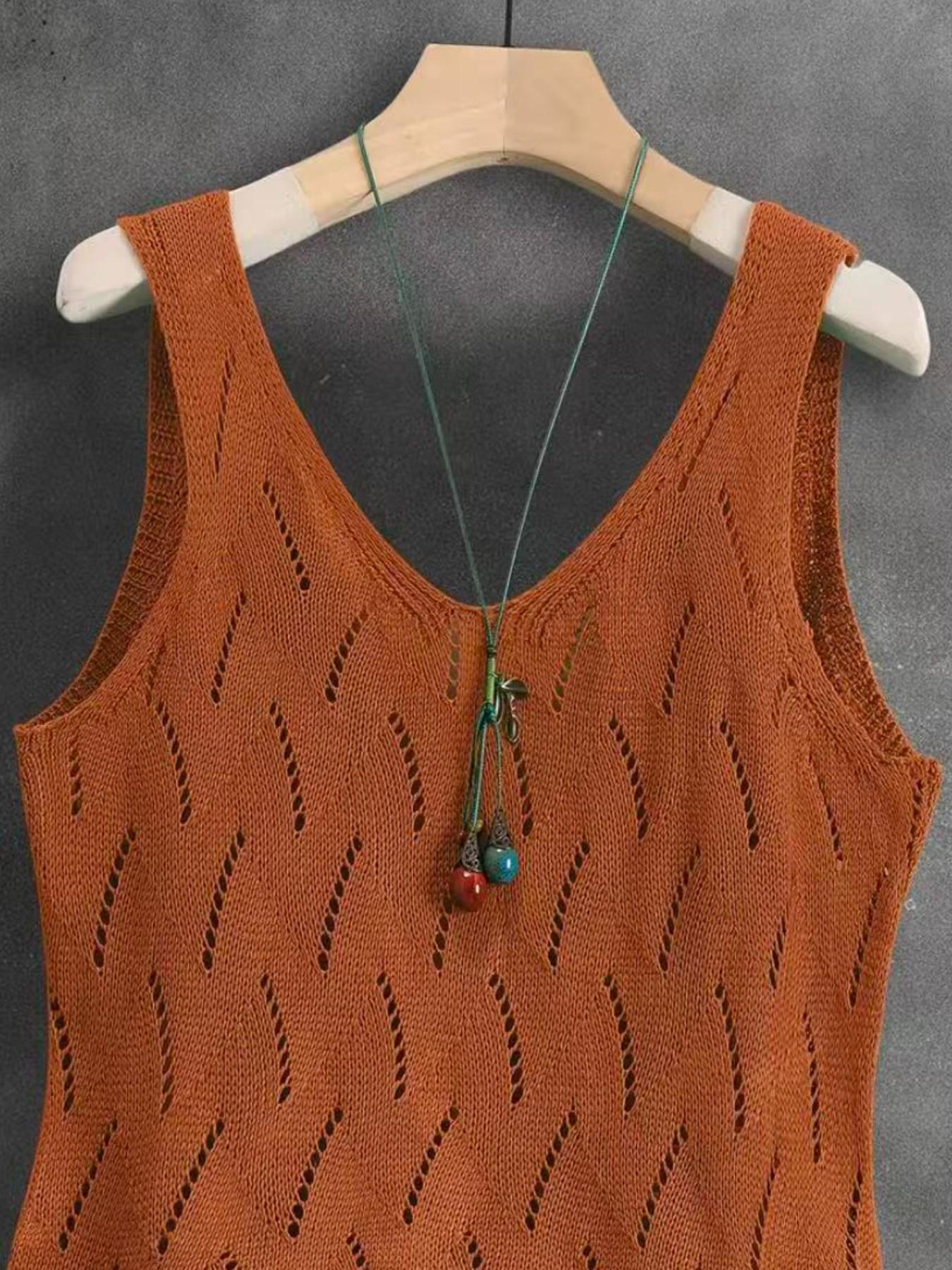 Women's V-Back Cutout Cross Camisole Tank Top, Summer Casual Sleeveless Backless Twist Knot Top, Lightweight Breathable Versatile Elegant Fashion Top