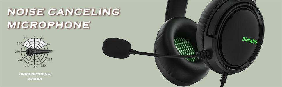 [Perfect Spring Choice] BINNUNE BG02 Gaming Headset with Mic for Xbox Series X S Xbox 1 PS4 PS5 PC NS,Wired Headphones,50mm Stereo Sound,3.5mm Jack,Perfect Spring Gaming Gift for Him & Her