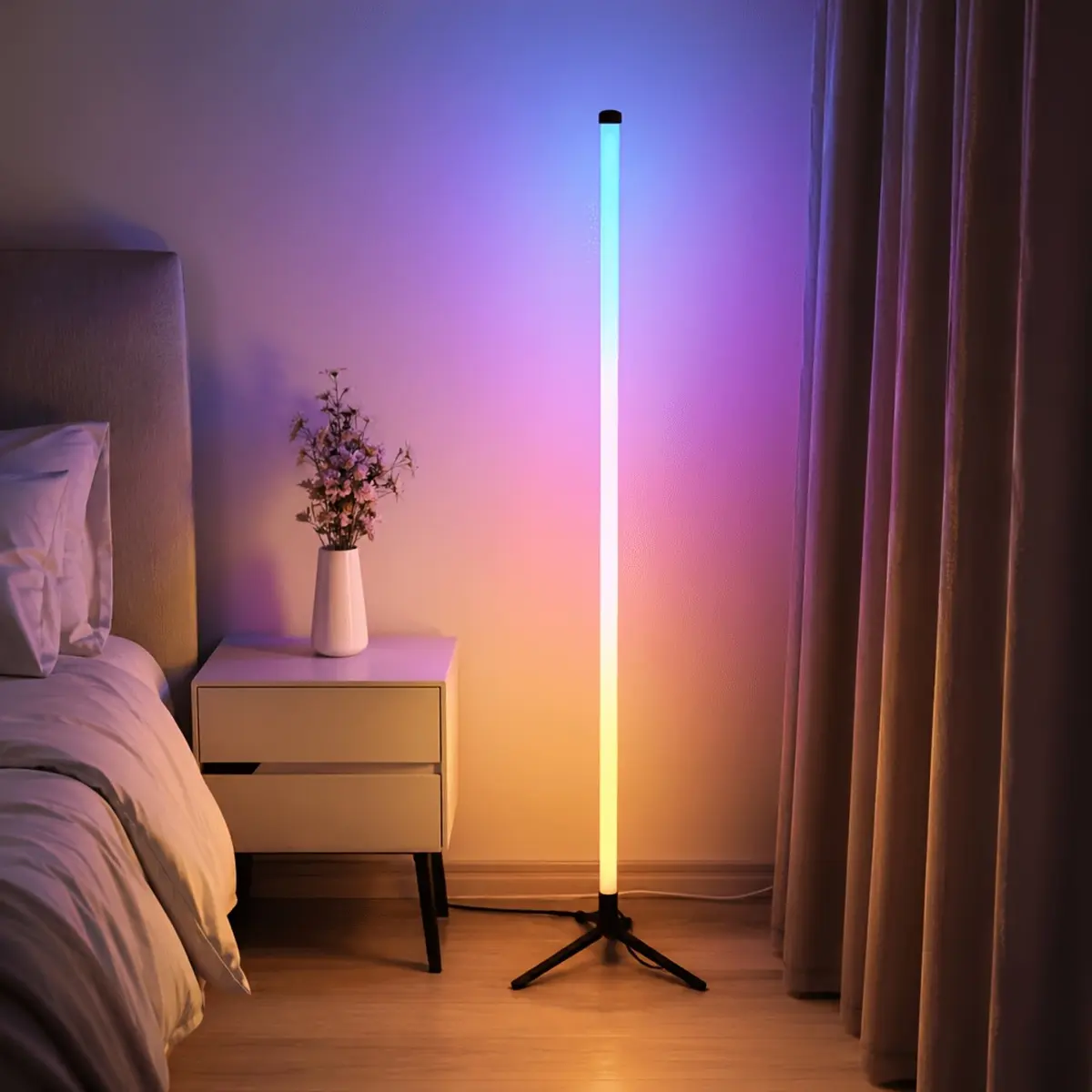 LED Floor Lamp for Bedroom, Smart Color Changing Corner Light with APP & Remote Control, Music Sync, Adjustable Brightness & Timer, Modern Ambient Lighting for Living Room, Gaming Room & Party