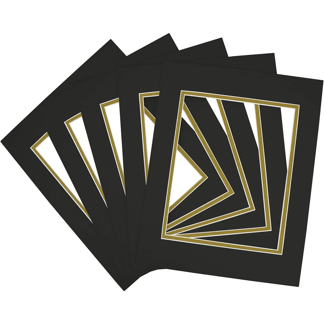 11x14 Double Mats for 8x10 Photos, Pictures and Frames - Acid-Free, 5 Pack, Black Over Old Gold