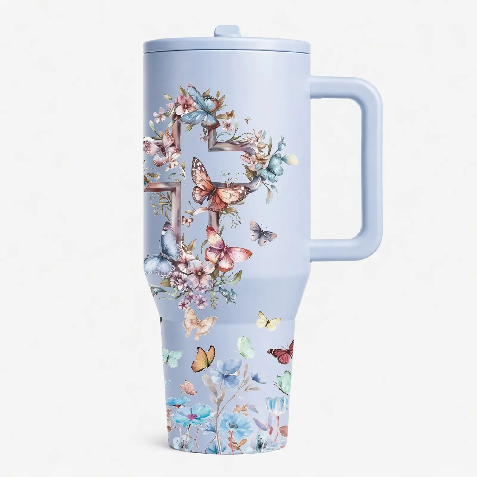 Floral Butterfly Grace - Blue
