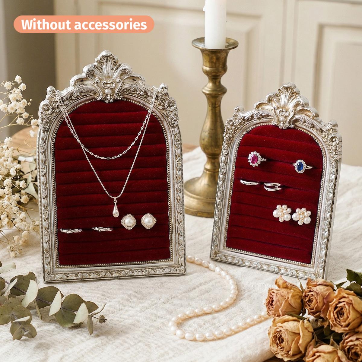 Vintage Silver Color European Style Decorative Jewelry Display Stand, Resin Material, Home Bathroom Decoration, Jewelry Organizer