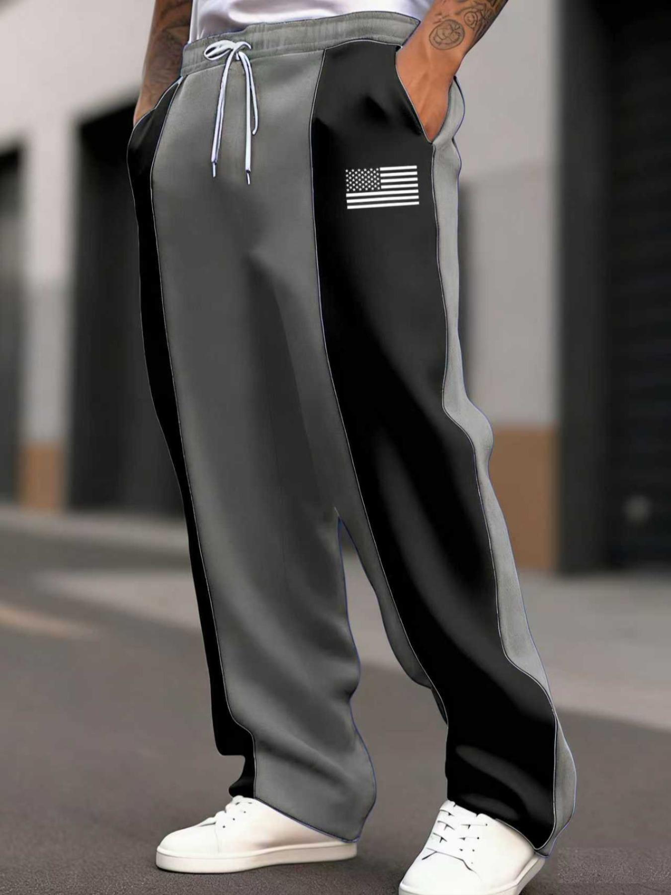 Men's Regular Fit Colorblock Print Sweatpants, Casual Comfy Breathable Jogger Pants for Daily Wear, Men's Trousers for All Seasons, Athleisure Style Bottoms