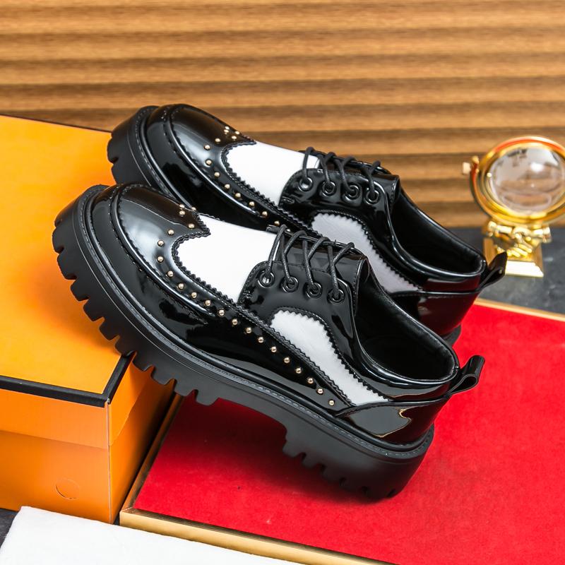 Ubetif Men's Fashionable Lace Up Platform Shoes, 2025 NewStyle Casual Business Comfortable Shoes for Work &Daily Wear, Male All-match Shoes for Daily Wear Black Footwear Athletic Boy