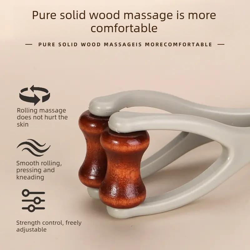Wooden Finger Massager with Roller, Hand Joint Acupressure & Meridian Massage Tool, Pain Relief Therapy Device