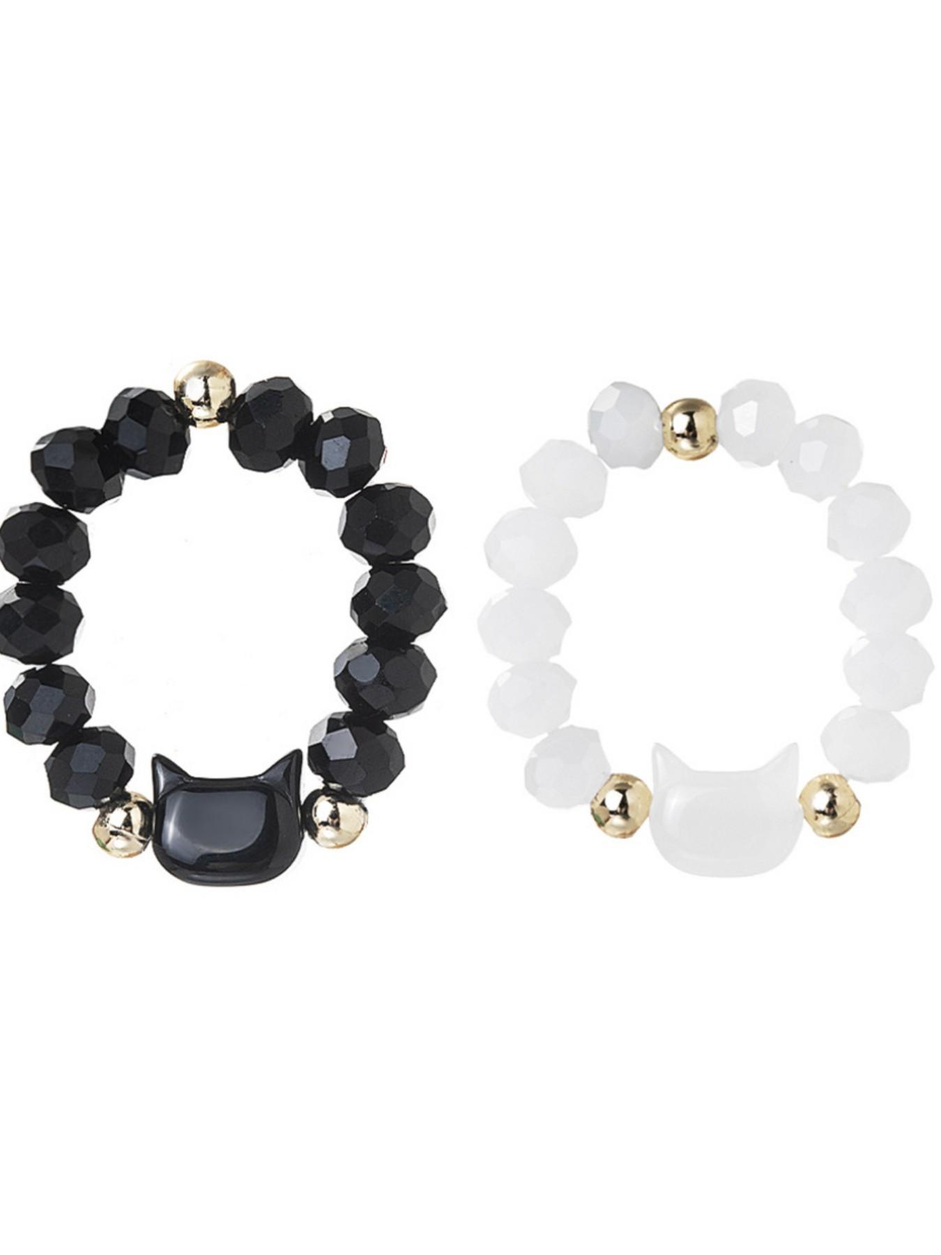 2 Pcs Set Simple Cat Ring Set, Unisex Casual Animal Pattern Rings, Perfect Birthday Gift for Couples, All Seasons Wear