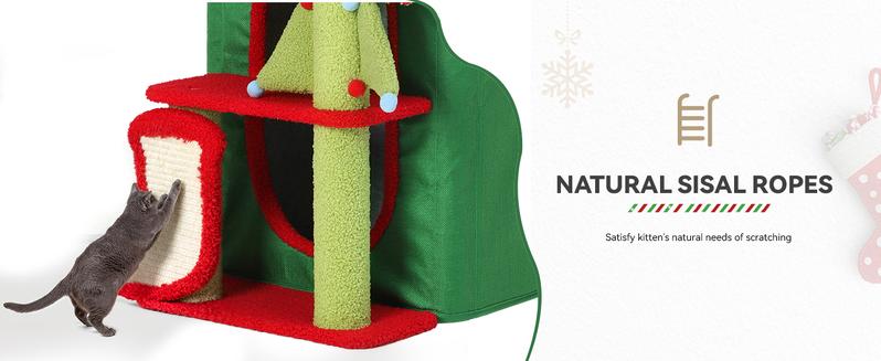 Yitahome Christmas 2/3-Tier Cat House, Indoor Cat Cave Bed Playhouse, Covered Cat Beds & Furniture with Scratch Pad and Hideaway Cave,Christmas Cute Modern Cat Condo Furniture for Multi Small Cats Yitahome Christmas 2/3-Tier Cat House, Indoor Cat Cave Bed Playhouse, Covered Cat Beds & Furniture with Scratch Pad and Hideaway Cave,Christmas Cute Modern Cat Condo Furniture for Multi Small Cats